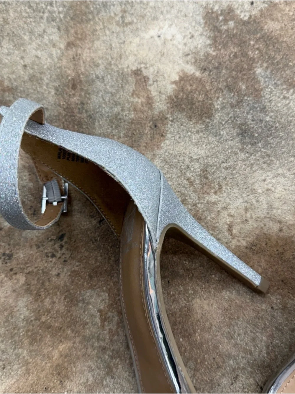 Material Girl Glitter Silver Open-Toe Ankle-Strap Heels - Picture 5 of 8